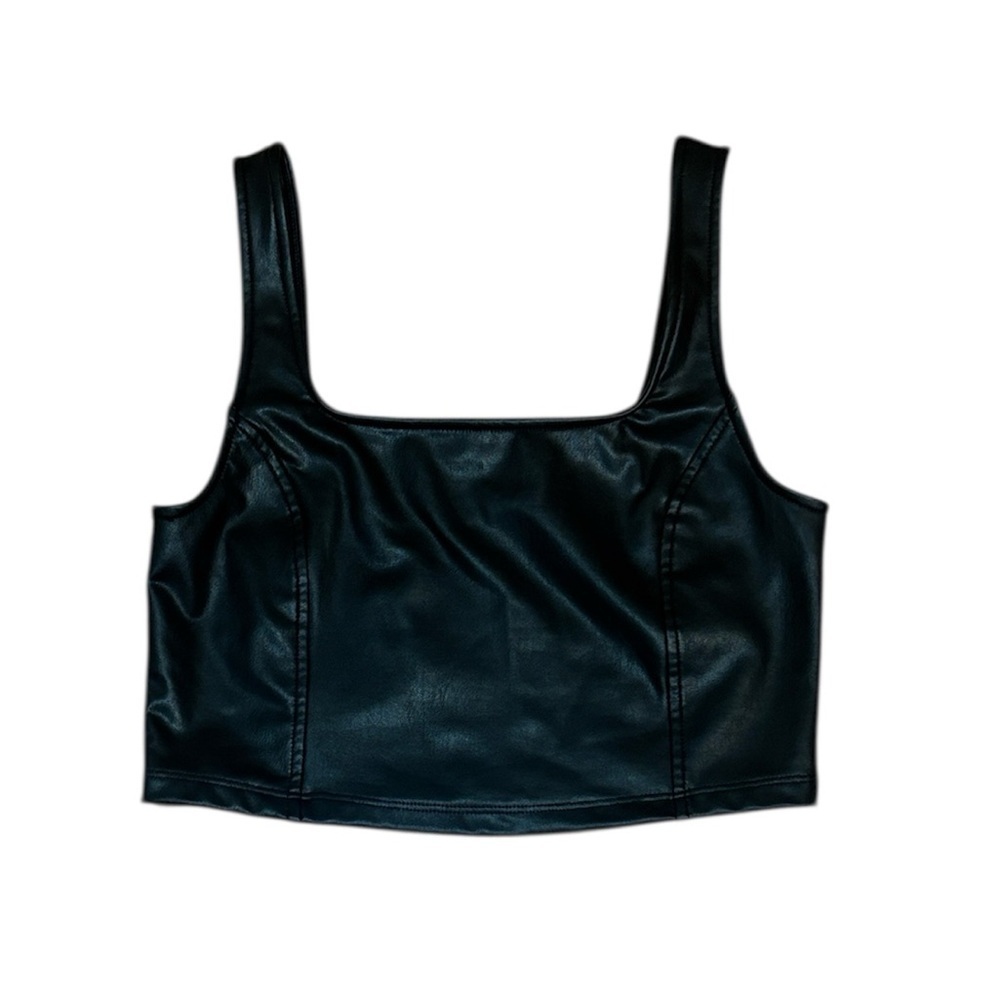 Olive & Oak Faux Leather Corset, Crop Tank Top, bustier, vegan, Women’s Small